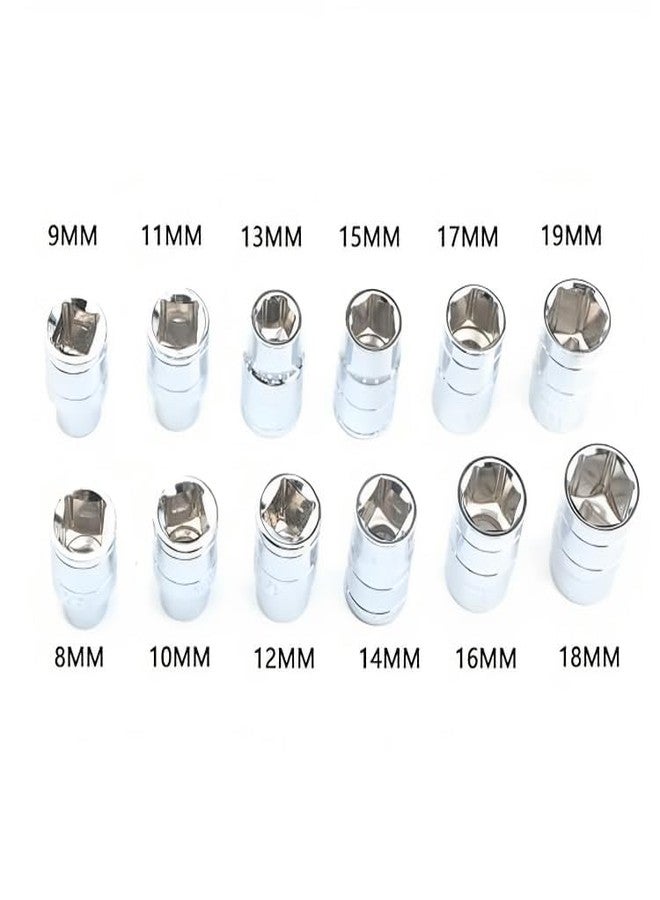 ZIODIC T Spanner Socket Type T Shaped Handle Wrench Spanner 13 Pcs, socket Multipurpose 8mm - 19mm 1/2" Socket Tool Set, - Image 4